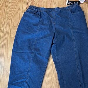 Cathy Daniels Blue Pull On Cropped Jeans